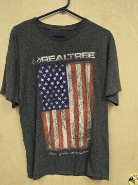 Men's Dark Gray Short Sleeve T Shirt With Flag Detail On Front